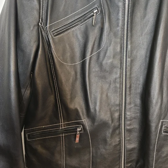 Pamela McCoy Women Black Biker Leather Jacket Size Large - Picture 6 of 10